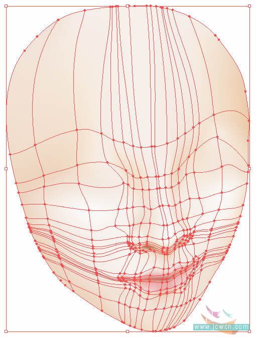 Illustrator鼠绘教程：运用渐变网格绘制人物和头发的过程