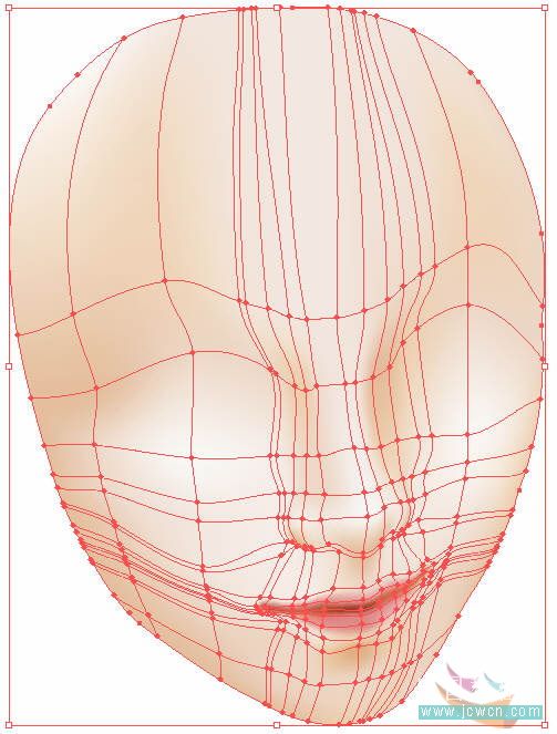 Illustrator鼠绘教程：运用渐变网格绘制人物和头发的过程