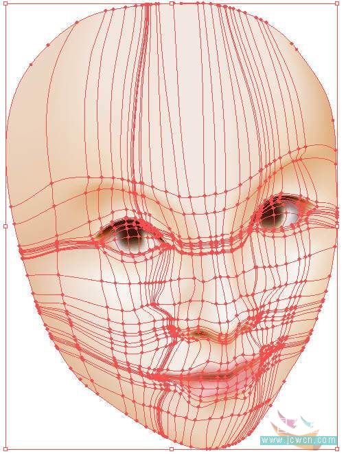 Illustrator鼠绘教程：运用渐变网格绘制人物和头发的过程