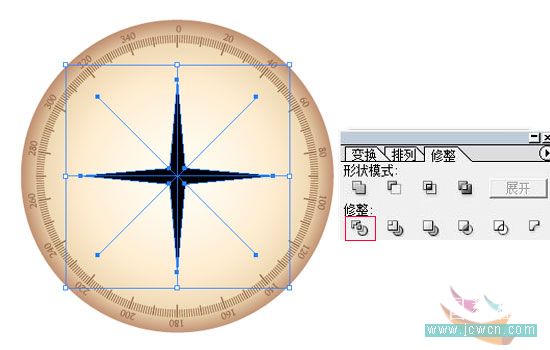 Illustrator鼠绘教程：简朴绘制金色指南针(2)