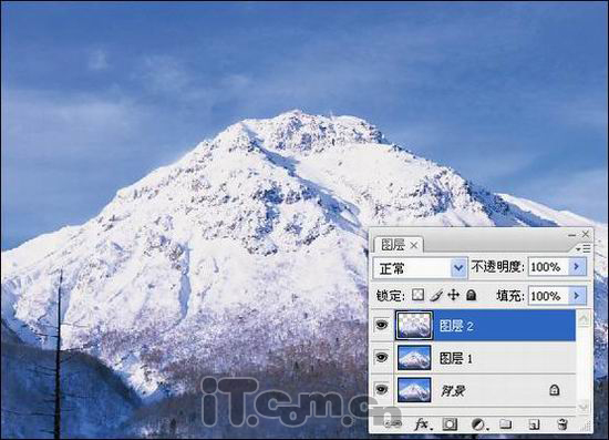 Photoshop把雪山变为火焰山的效果