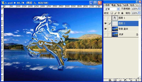 Photoshop合成教程 水上飞奔的骏马