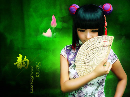Photoshop打造墨绿的古典人像效果
