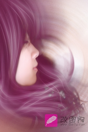 Photoshop手机照片转优美的紫红手绘图