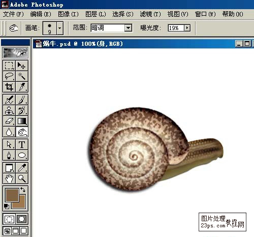 Photoshop鼠绘教程 鼠绘逼真的蜗牛