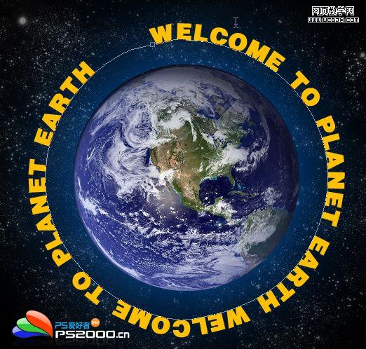 Photoshop中制作环绕地球的3D文字